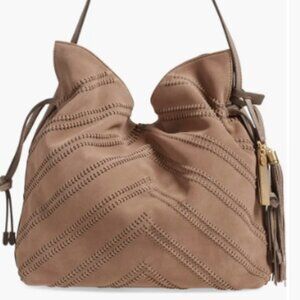 Nella Leather and Suede Hobo Bag Vince Camuto, Mink color